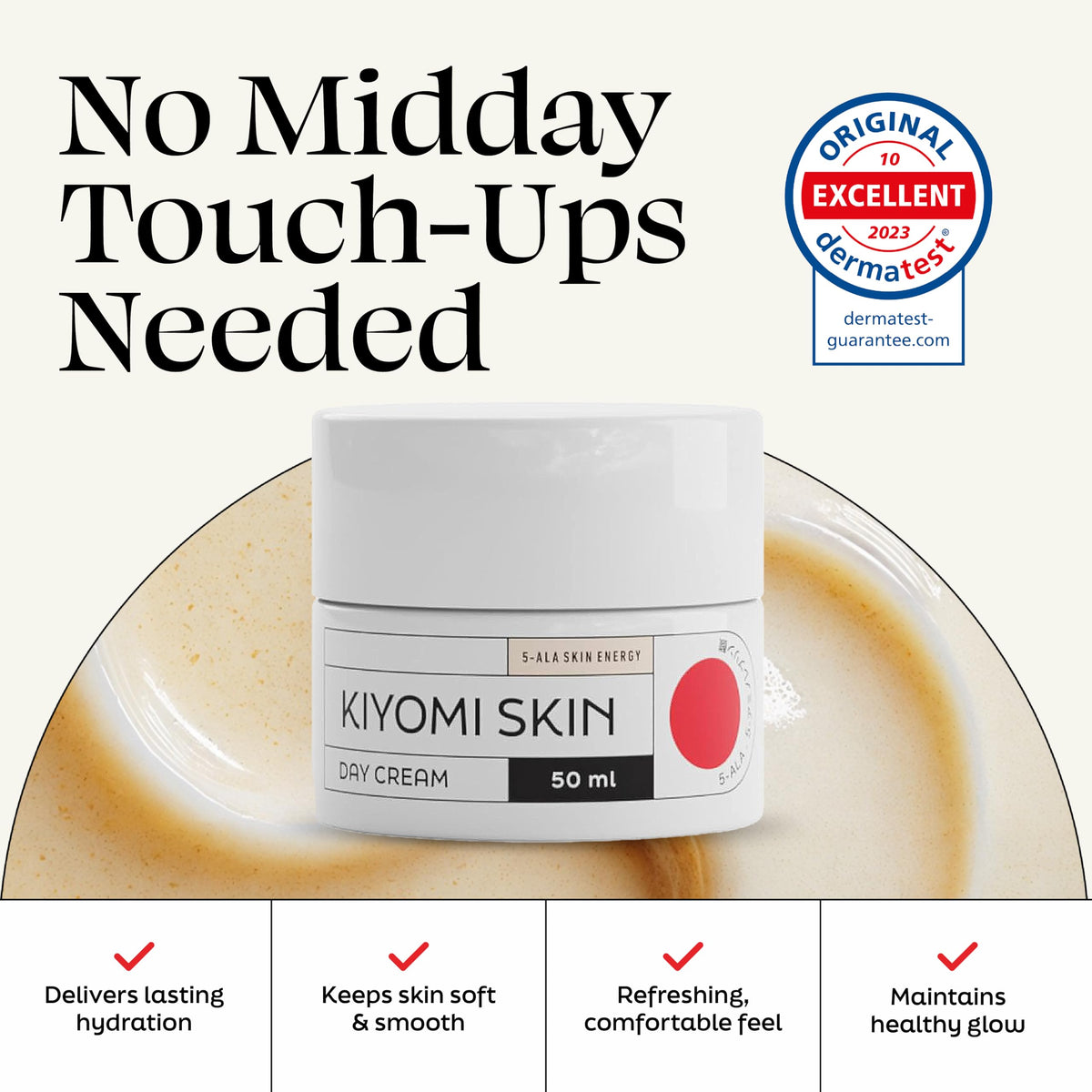 Kiyomi Skin Crème de Jour 5-ALA pot ouvert avec crème