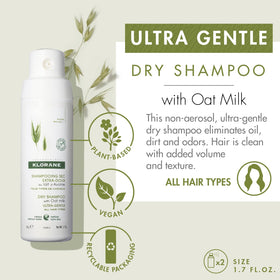 Klorane Shampooing Sec au Lait d'Avoine 168g flacon ouvert
