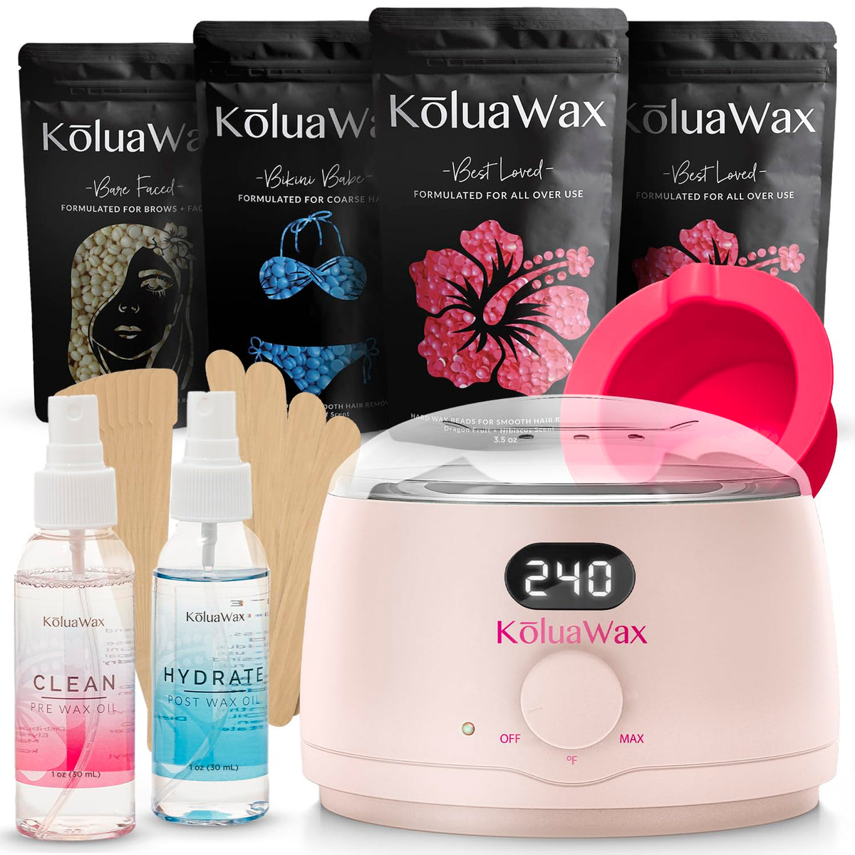 KoluaWax Kit d'Épilation Complet avec Chauffe-Cire Numérique
