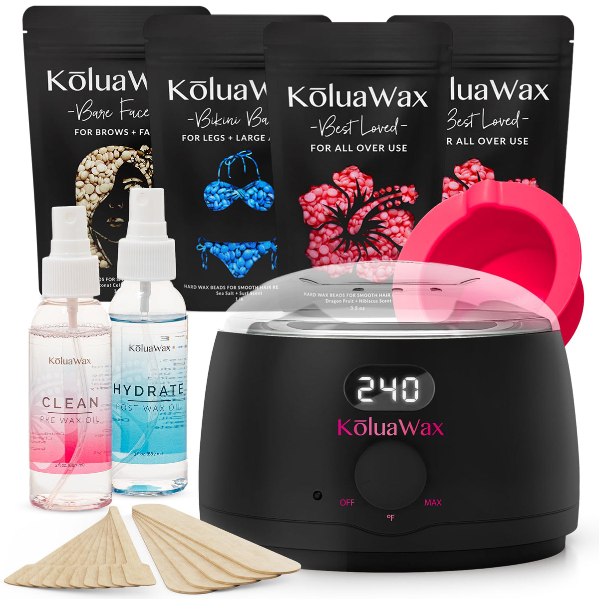 KoluaWax kit de cire complet avec chauffe-cire numérique