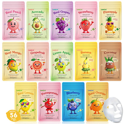 KONEUK Masques en Tissu Fruits 56 Pack vue de face