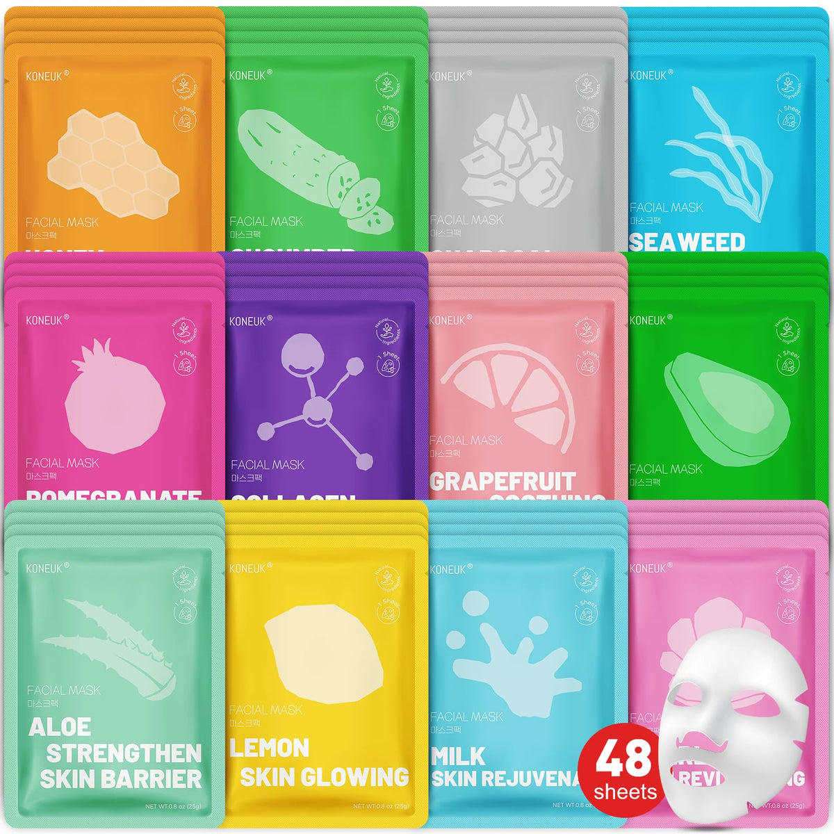 KONEUK pack de 48 masques hydratants vue avant