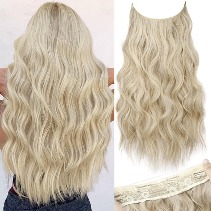 KooKaStyle extensions de cheveux invisibles châtaigne clair mélangé blond platine vue avant