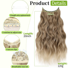 KooKaStyle paquet d'extensions de cheveux avec clips et fil de pêche