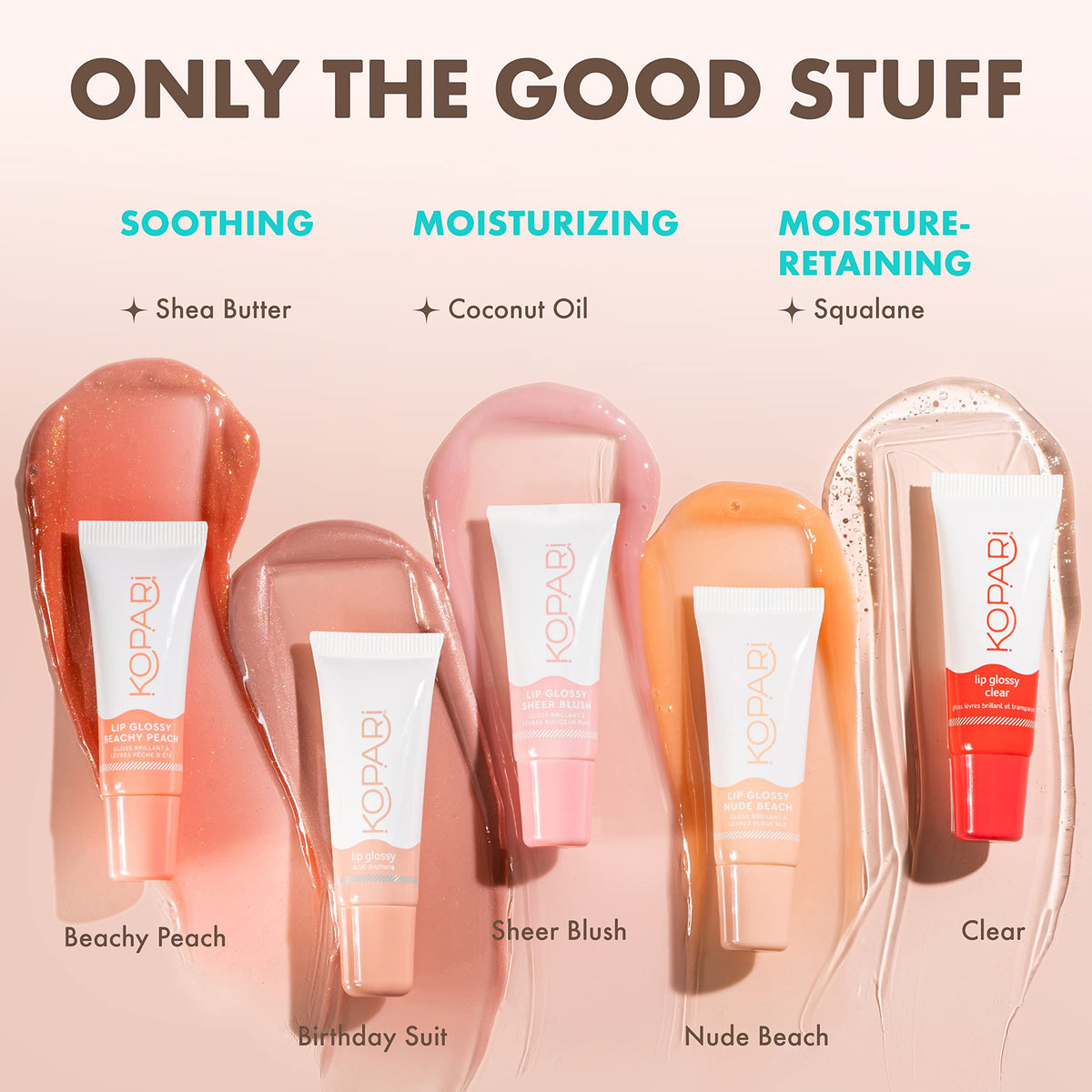 Kopari gloss à lèvres hydratant teinte nude Birthday Suit packaging