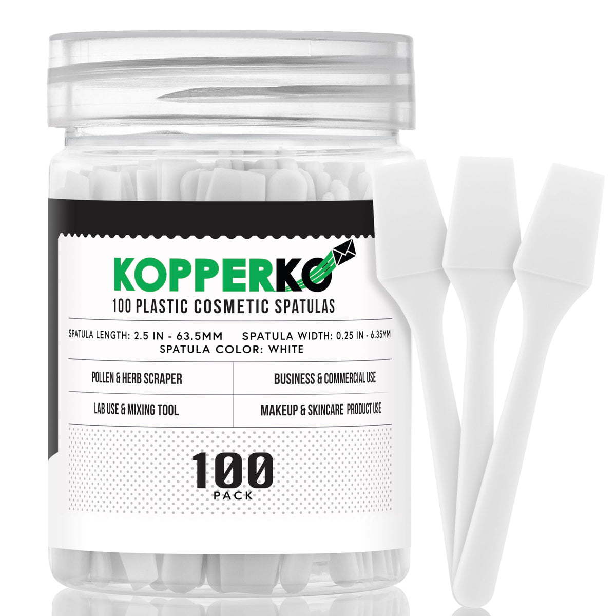 Kopperko Mini Spatules de Soins de Peau Pack de 100 Spatules Blanches