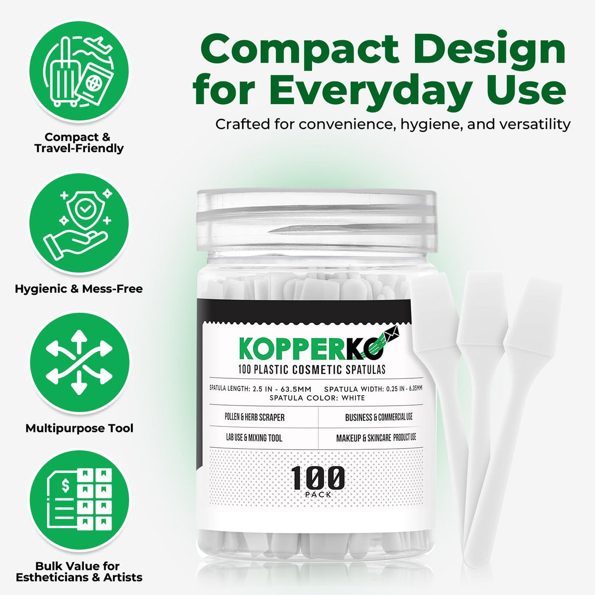 Kopperko Spatule Cosmétique en Plastique Blanc