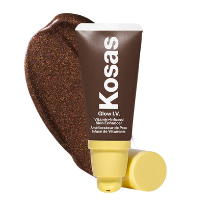 Kosas Glow I.V. illuminateur de teint vue avant avec texture liquide