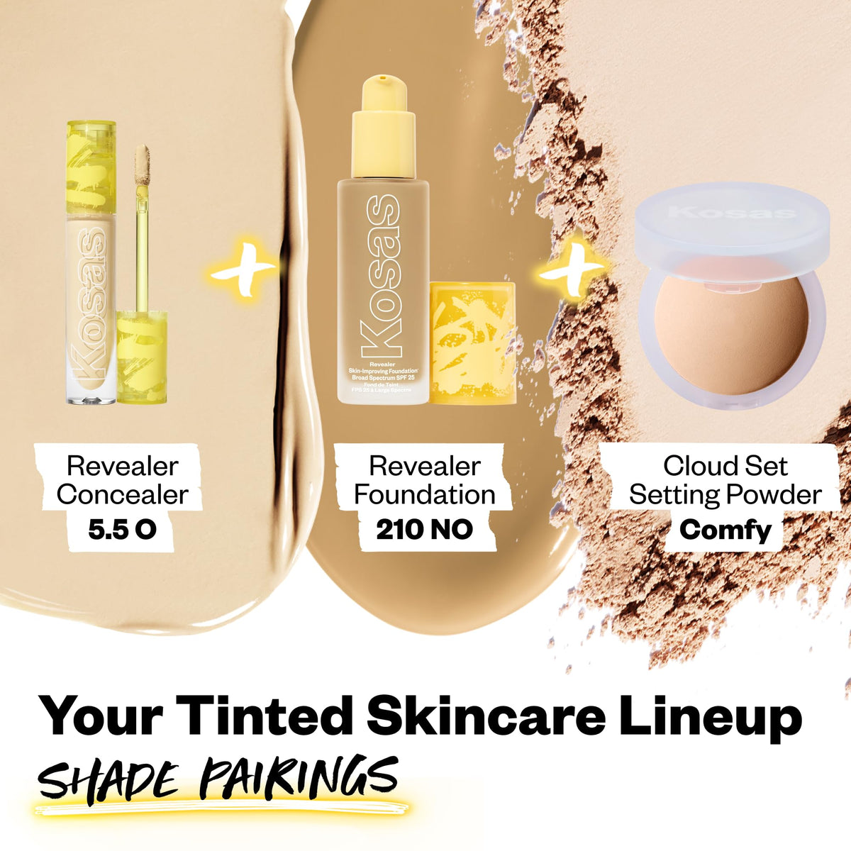 Kosas Revealer Concealer 5.5 O avec d'autres produits de maquillage