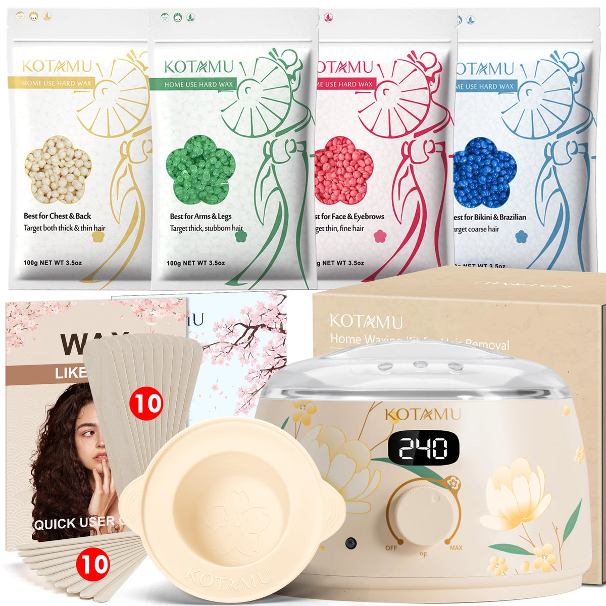 KOTAMU kit de cire pour épilation, vue de face