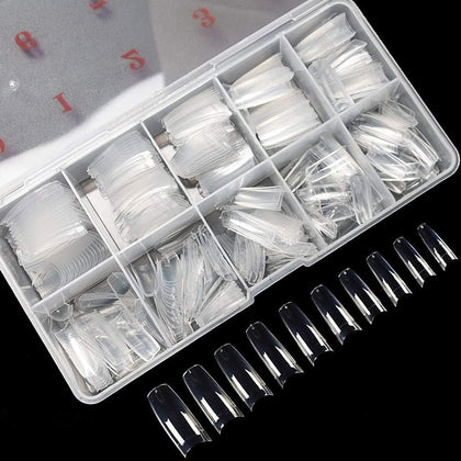 Krofaue 500PCS Conseils Ongles Français Transparente en Gel, vue de face
