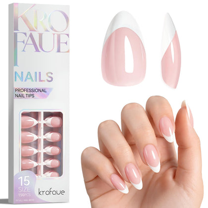 Krofaue faux ongles court en forme d'amande, vue avant