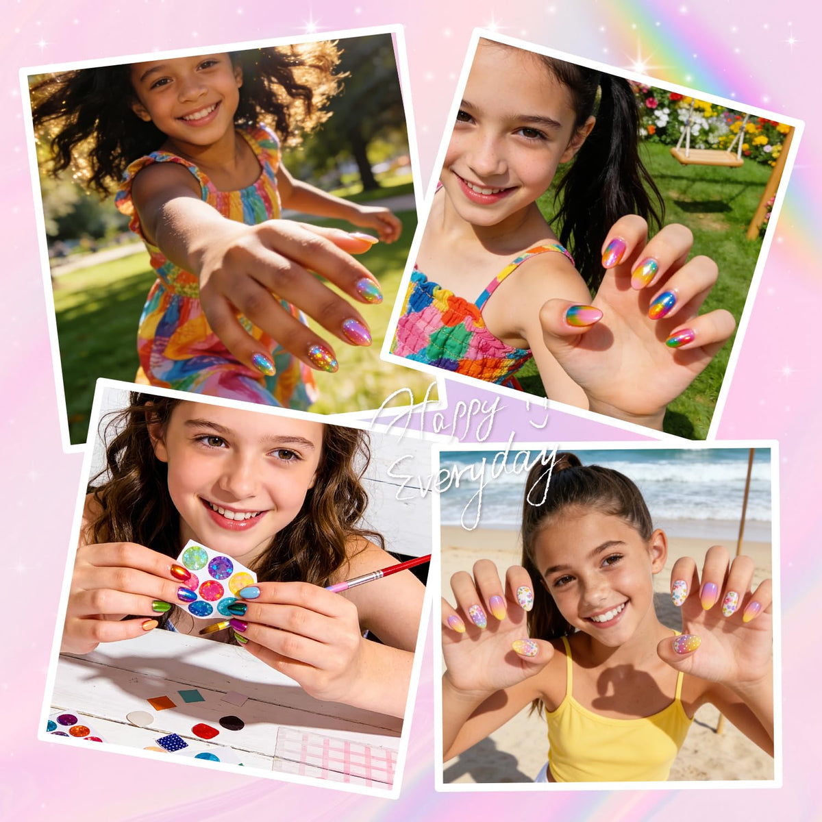 krofaue faux ongles enfant avec texture mate