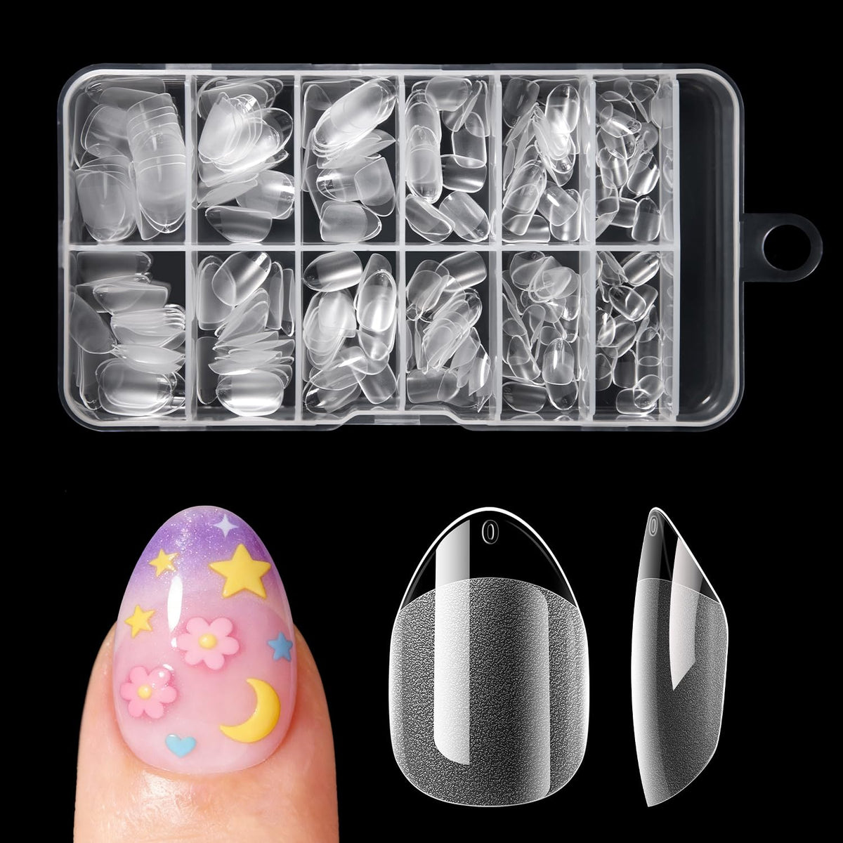 krofaue faux ongles enfant boîte de rangement avec 240 pièces