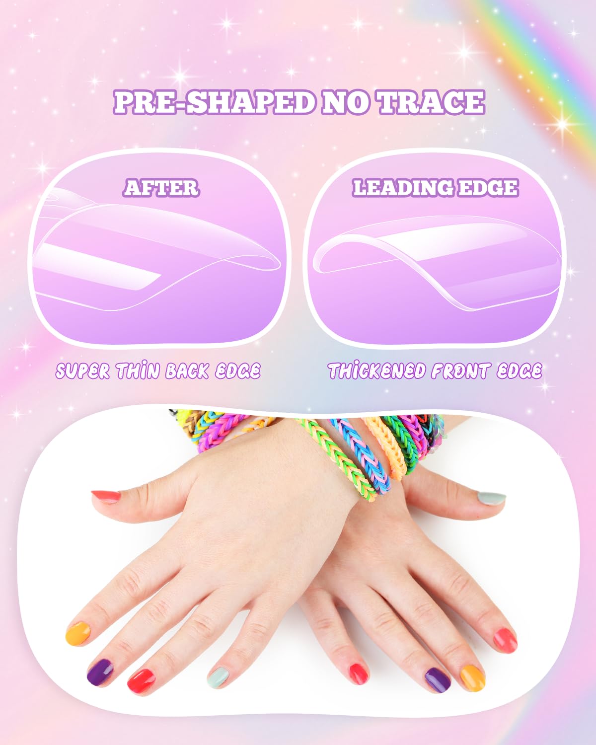 krofaue Kids Nail Tips ensemble avec décorations
