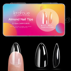 krofaue Tips d'Ongles Amandes Courts 240PCS boîte de rangement