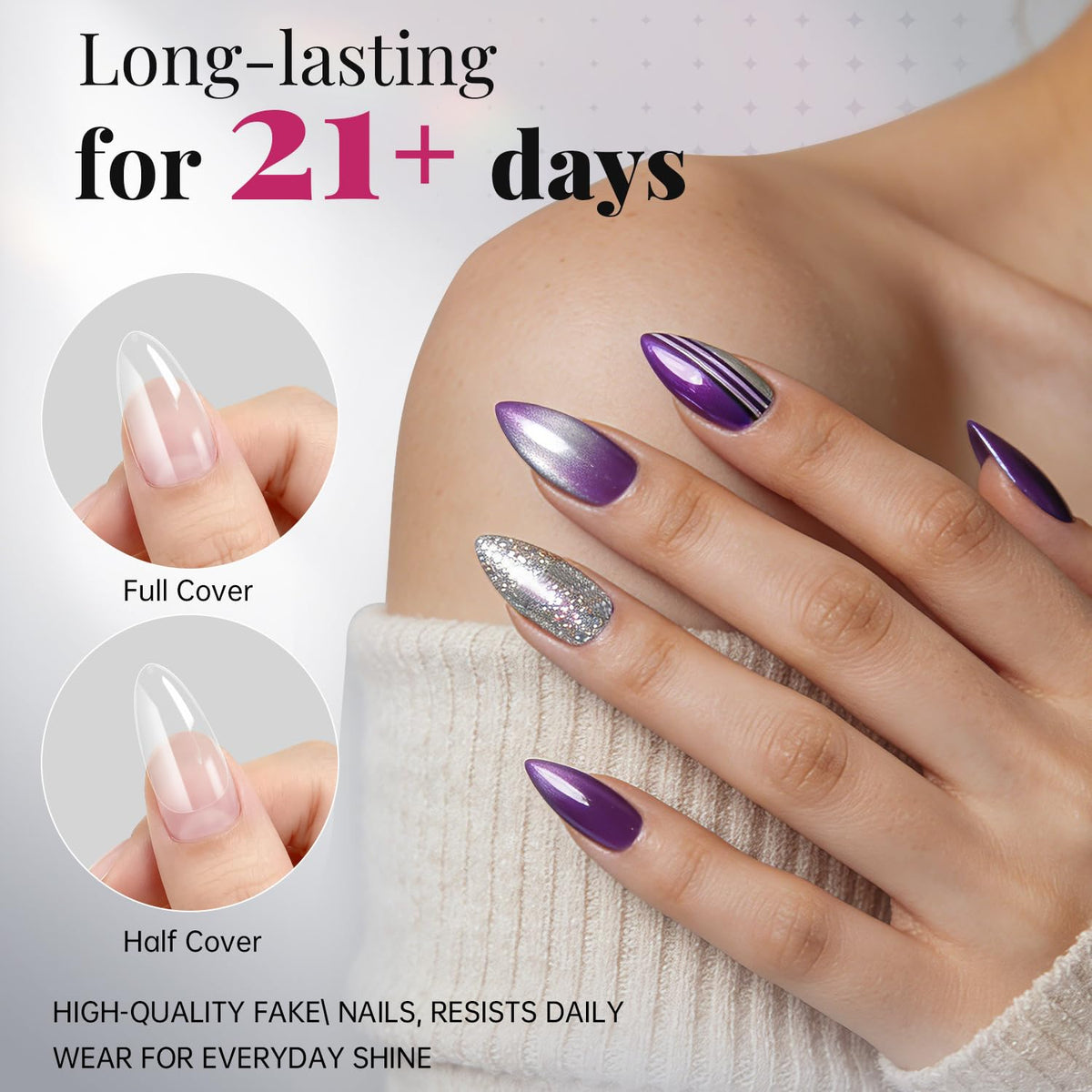 krofaue Tips d'Ongles Amandes Courts en utilisation