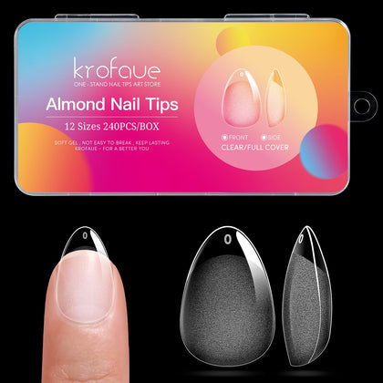krofaue Tips d'Ongles en Amande 240pcs vue de face