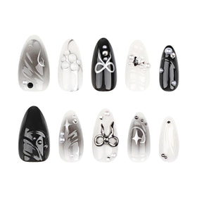 KRTBKR Faux Ongles Press On Noirs 24Pcs emballage