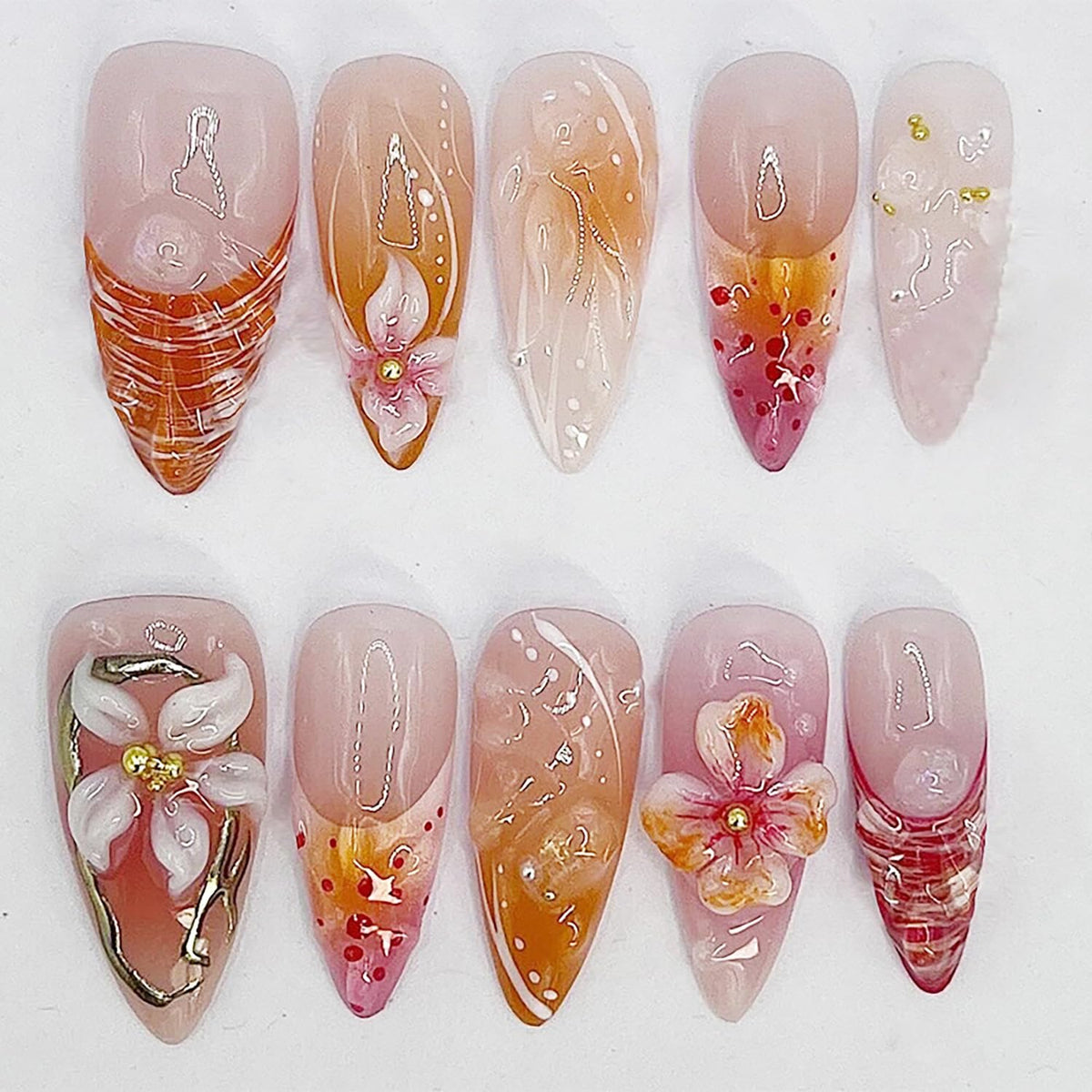 KRTBKR Faux Ongles Pressés Fleur 24Pcs ensemble de design