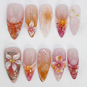 KRTBKR Faux Ongles Pressés Fleur 24Pcs ensemble de design
