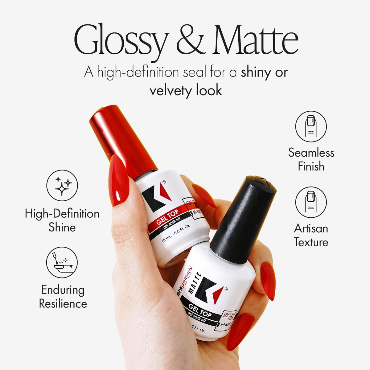 KUPA Gelfinity top coat mat 15 ml vue latérale avec brosse