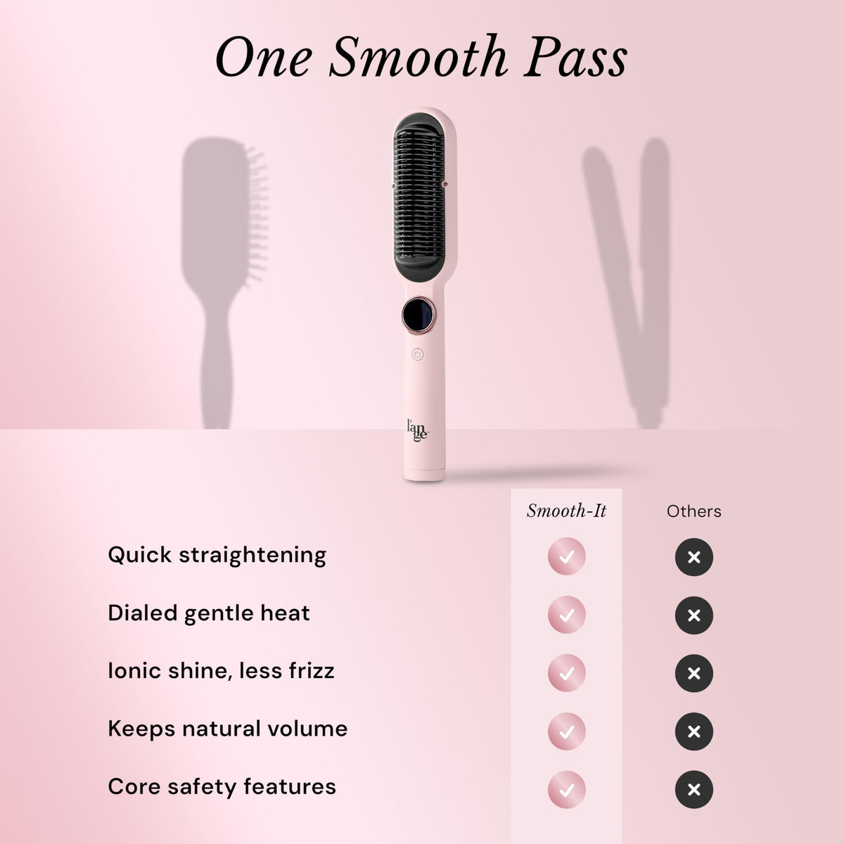 L'ANGE HAIR Brosse Lissante 2-en-1 avec poils anti-brûlure