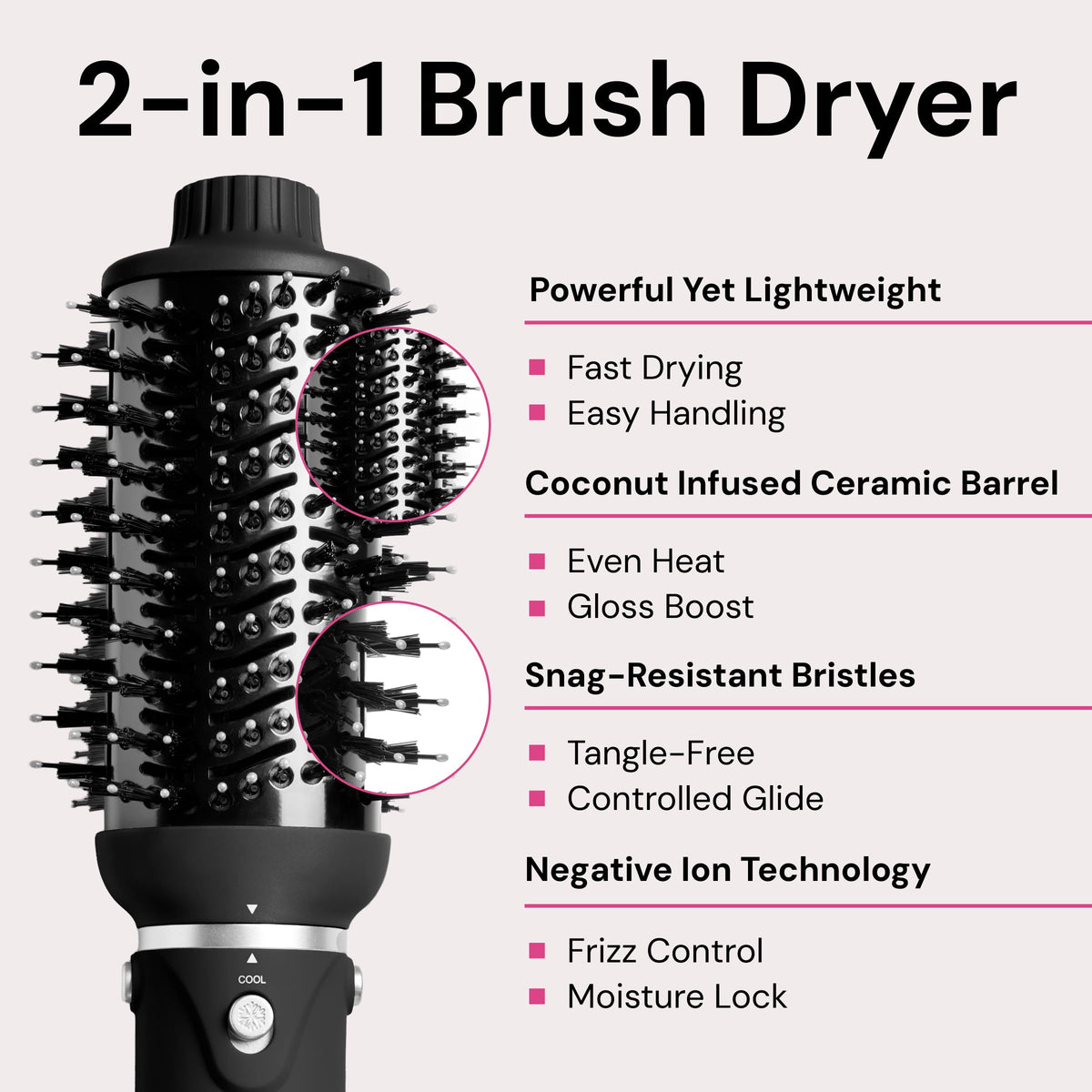L'ANGE HAIR Brosse Volumisante 2-en-1 60mm baril en céramique