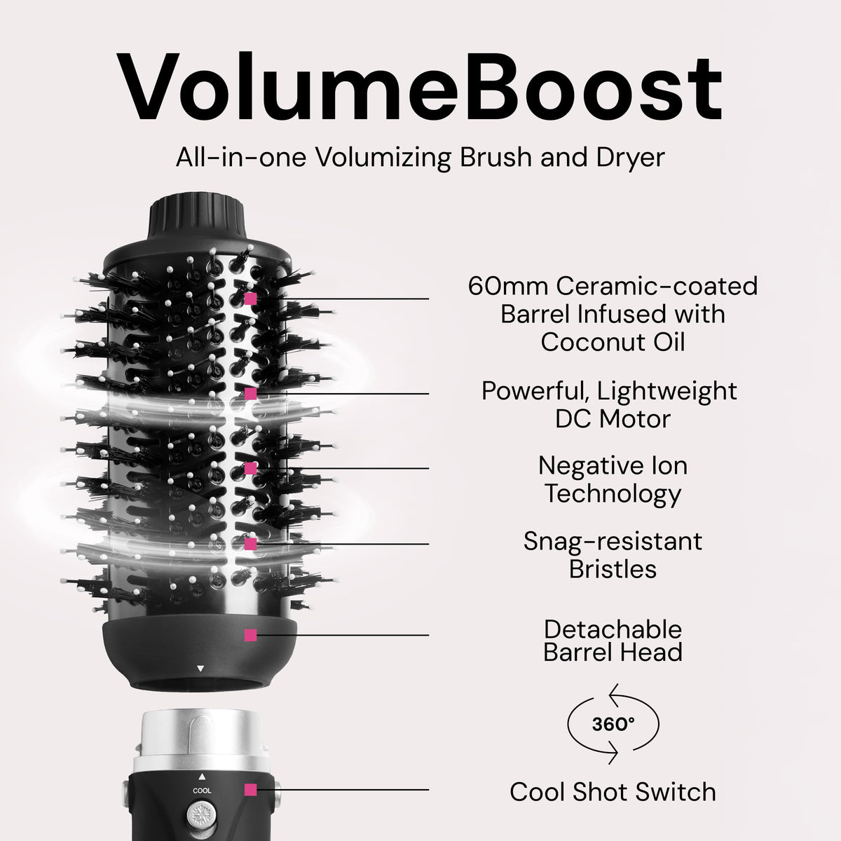 L'ANGE HAIR Brosse Volumisante 2-en-1 60mm vue arrière