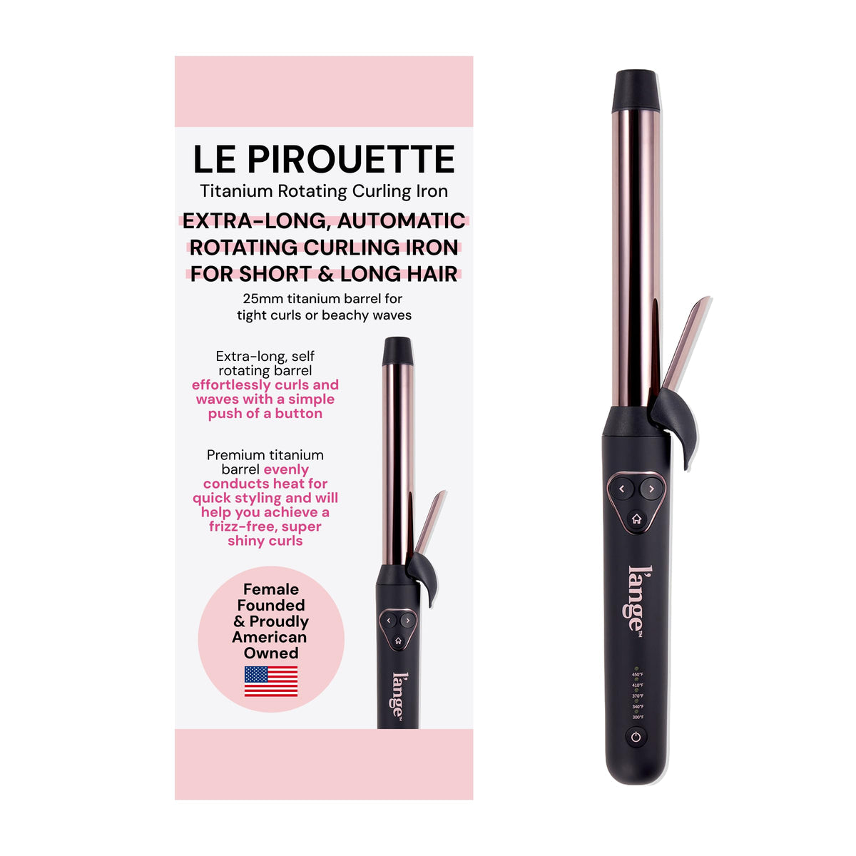 L'ANGE HAIR Le Pirouette 25MM Fer à Boucler Rotatif en Titane vue de face