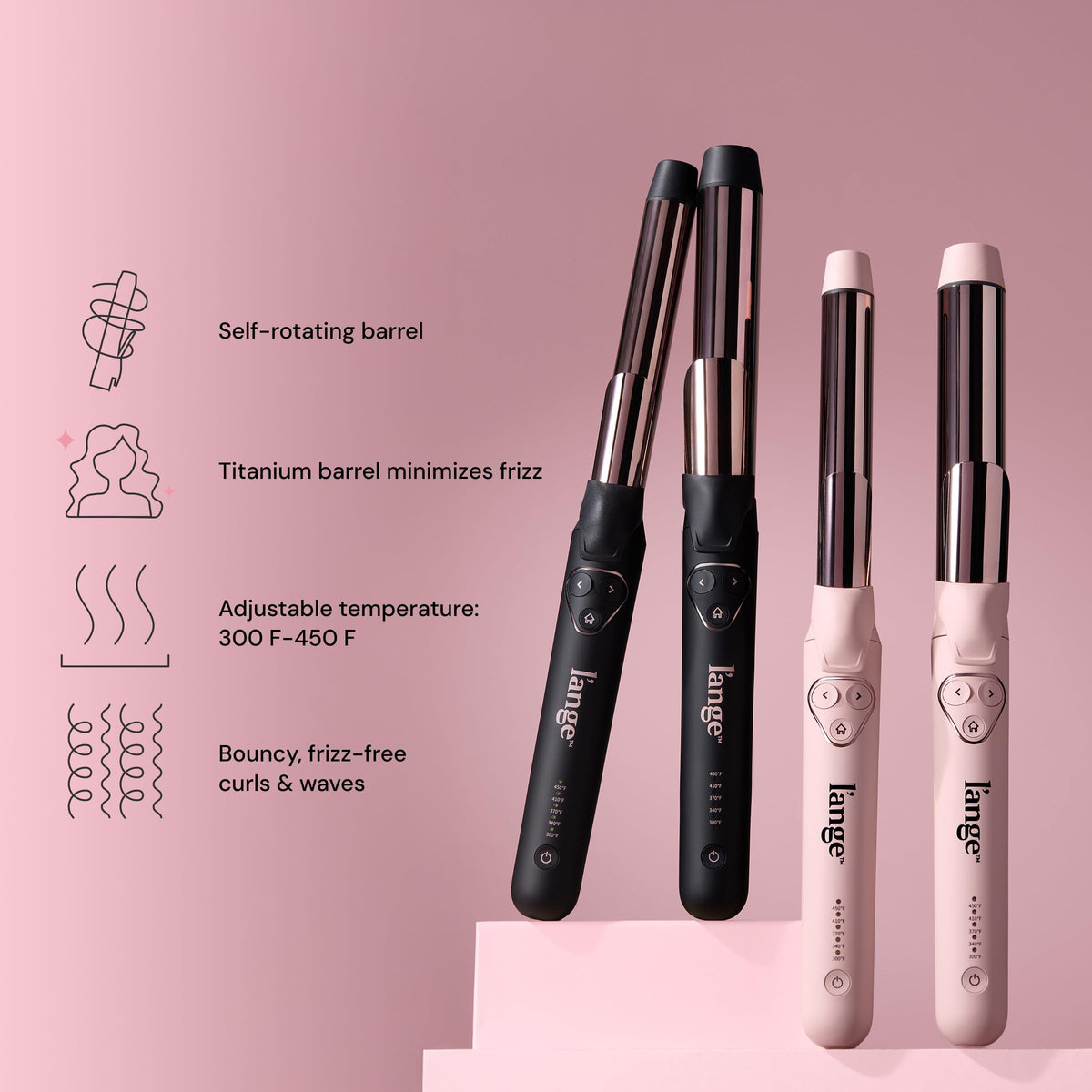 L'ANGE HAIR Le Pirouette fer à boucler rotatif en action sur cheveux
