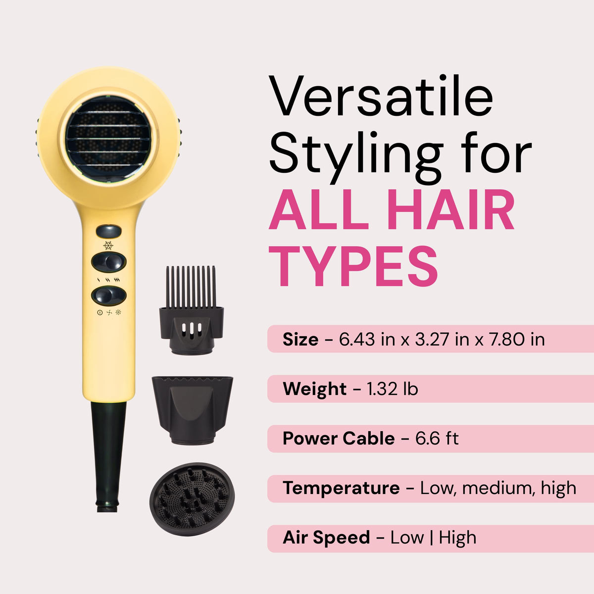 L'ANGE HAIR Sèche-cheveux Turbo Ionique 1875W avec prise en main confortable
