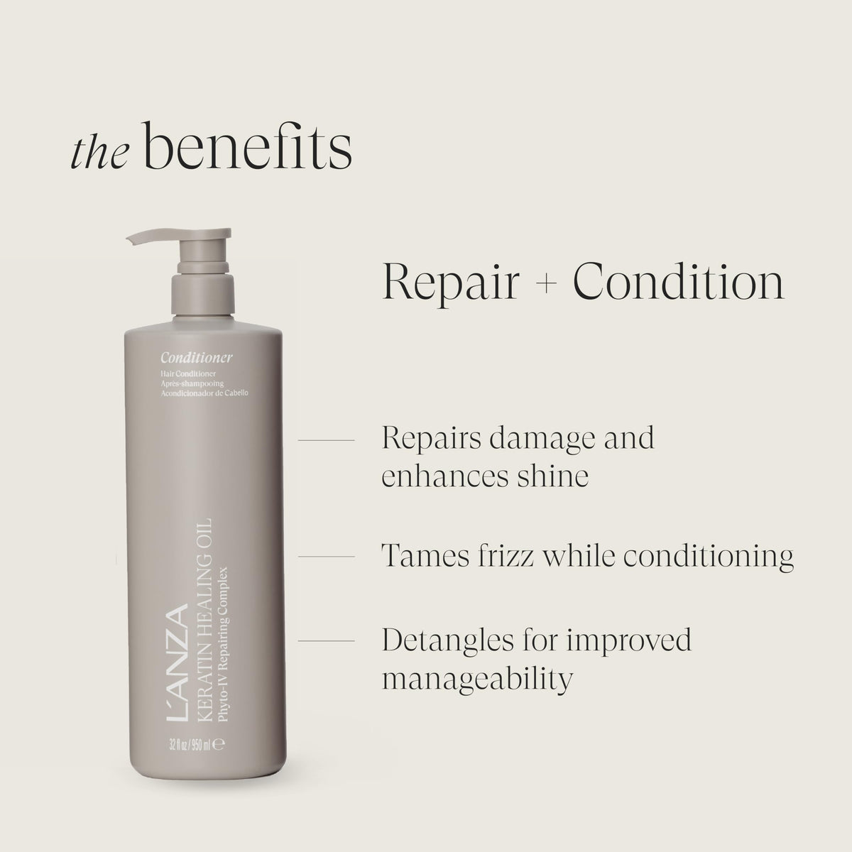 L’ANZA Huile de Kératine Conditionneur 32 oz avec texture