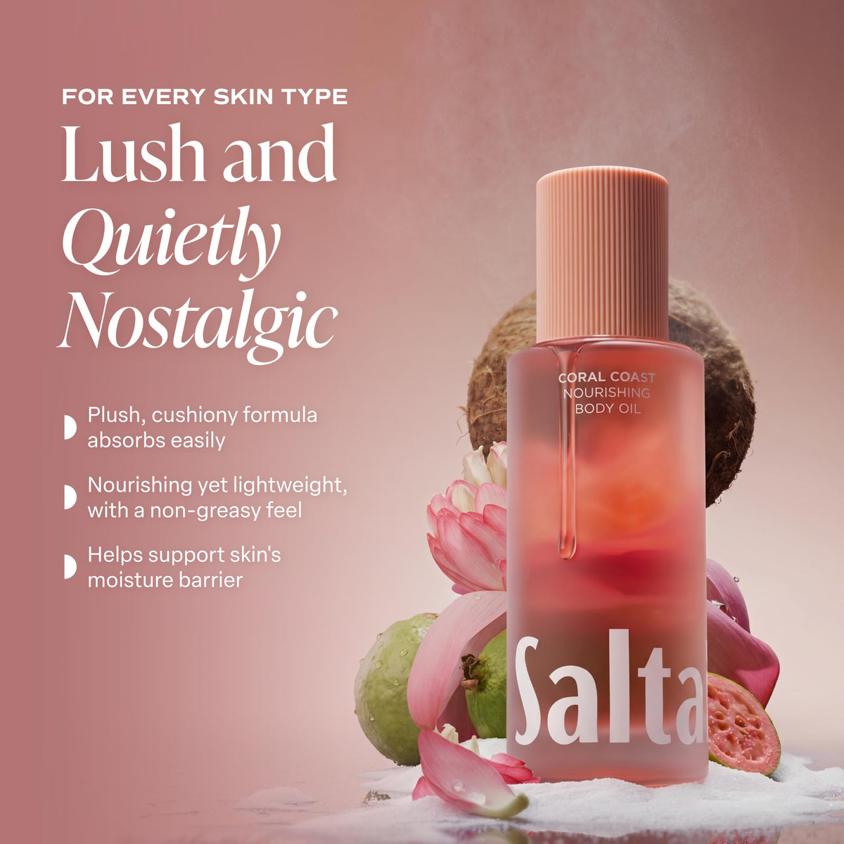 L'huile Saltair appliquée sur la peau après la douche