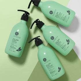 L LUSETA Après-shampooing Tea Tree Mint sur un fond naturel