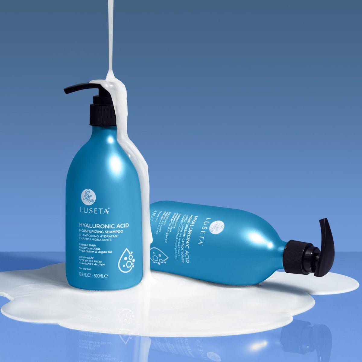 L LUSETA Shampoo et Après-Shampooing Hydratants Acide Hyaluronique vue de côté