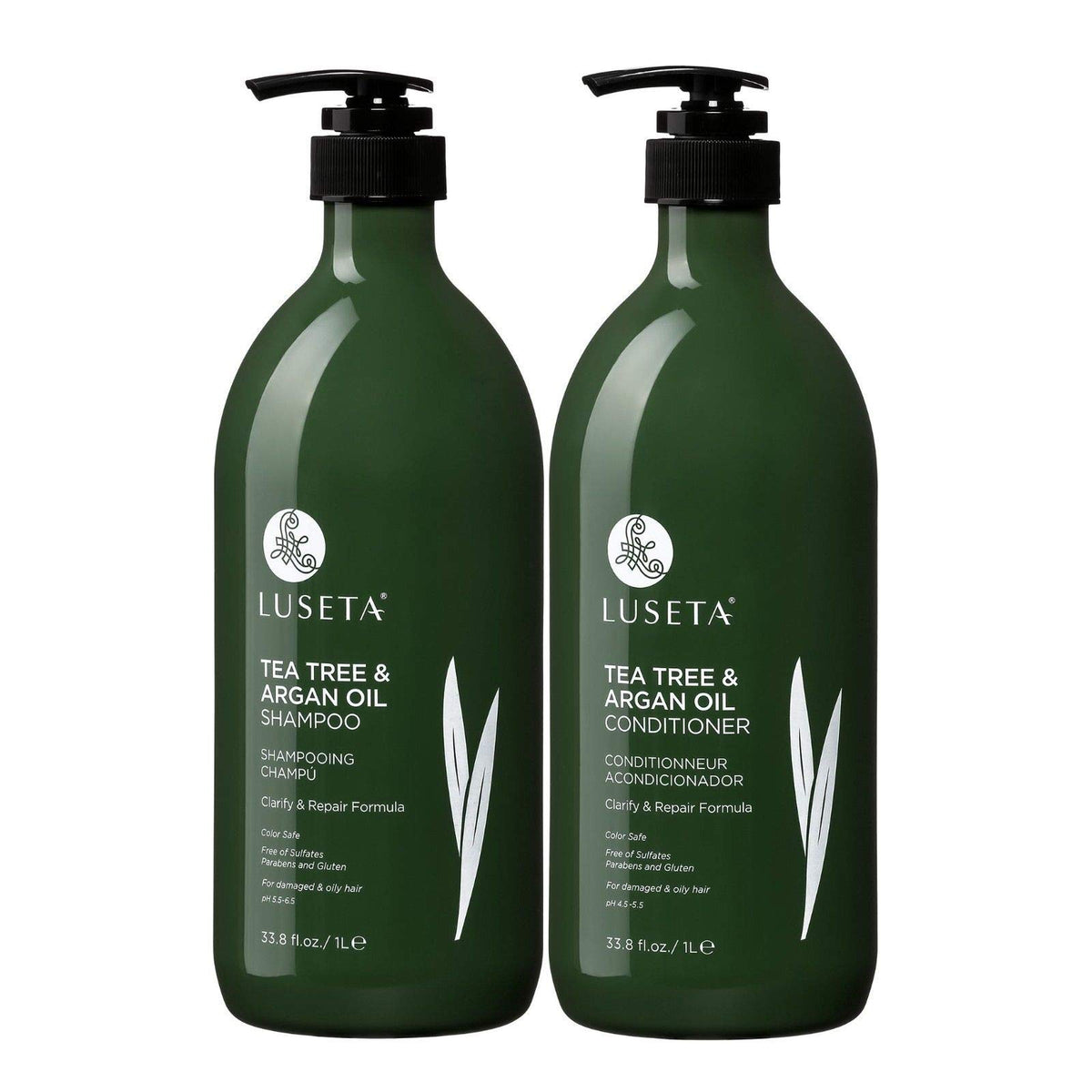 L LUSETA Shampoo et Après-Shampooing Tea Tree 1000 ml avant