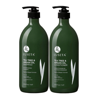 L LUSETA Shampoo et Après-Shampooing Tea Tree 1000 ml avant