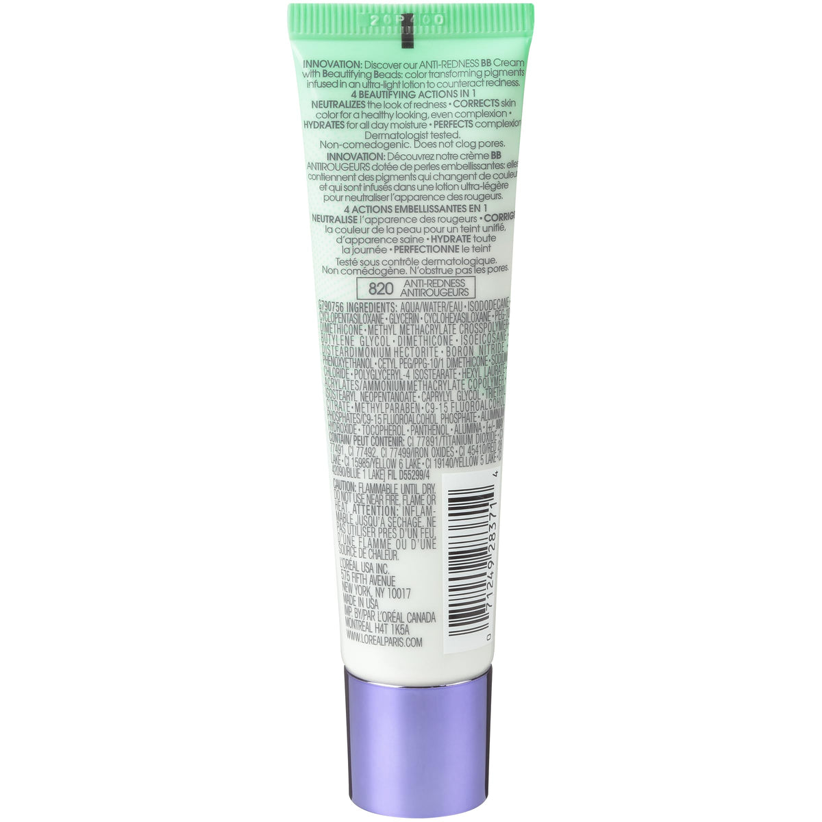 L'Oreal Paris BB Cream Anti-Rougeurs vue arrière du produit