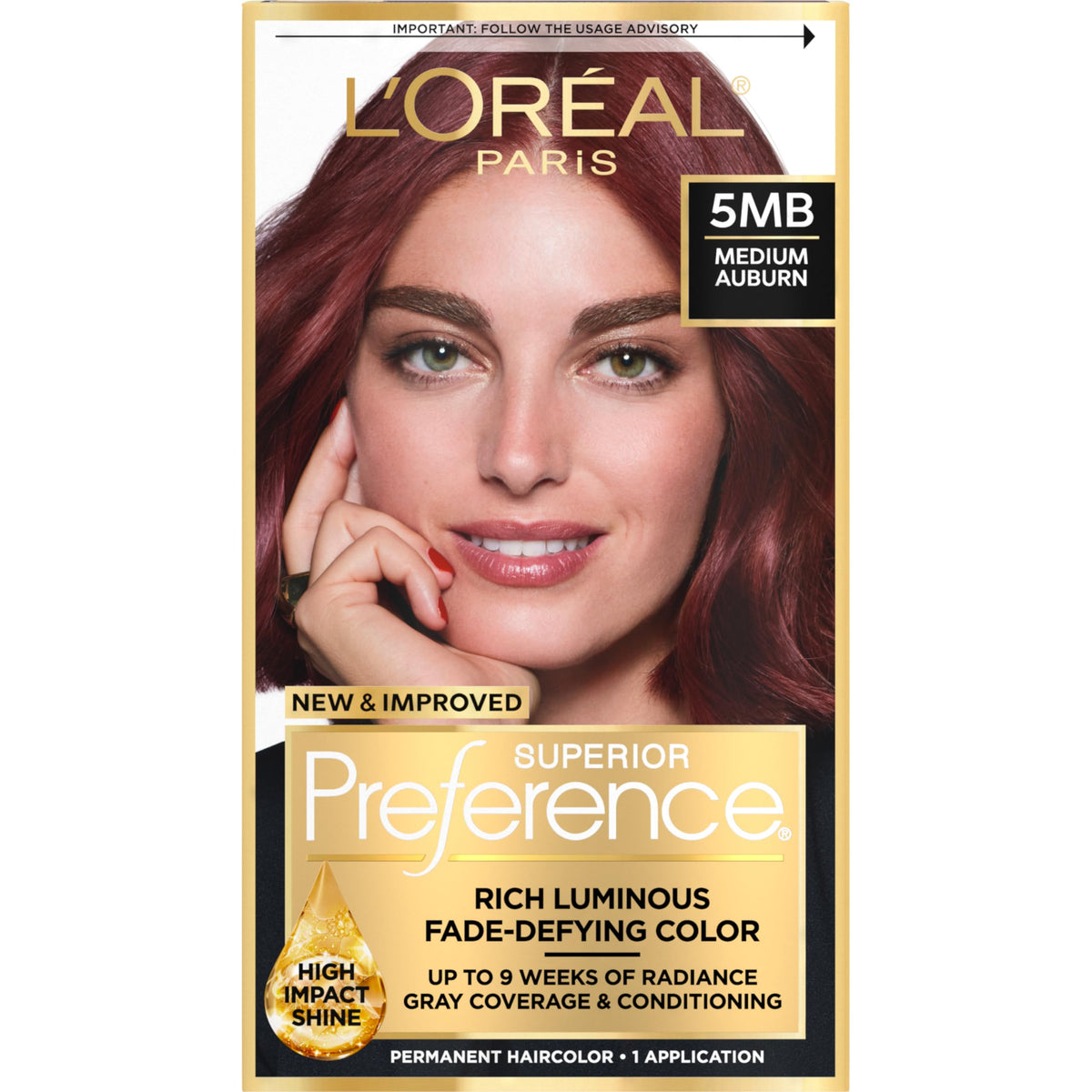 L'Oreal Paris coloration 5MB Auburn Moyen avant application