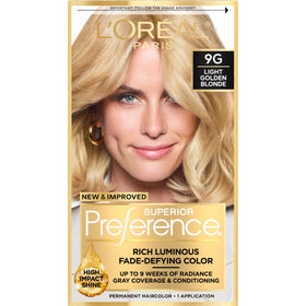 L'Oreal Paris Coloration Permanente 9G Blonde Doré Clair Kit avec Gel Colorant et Crème Développeuse