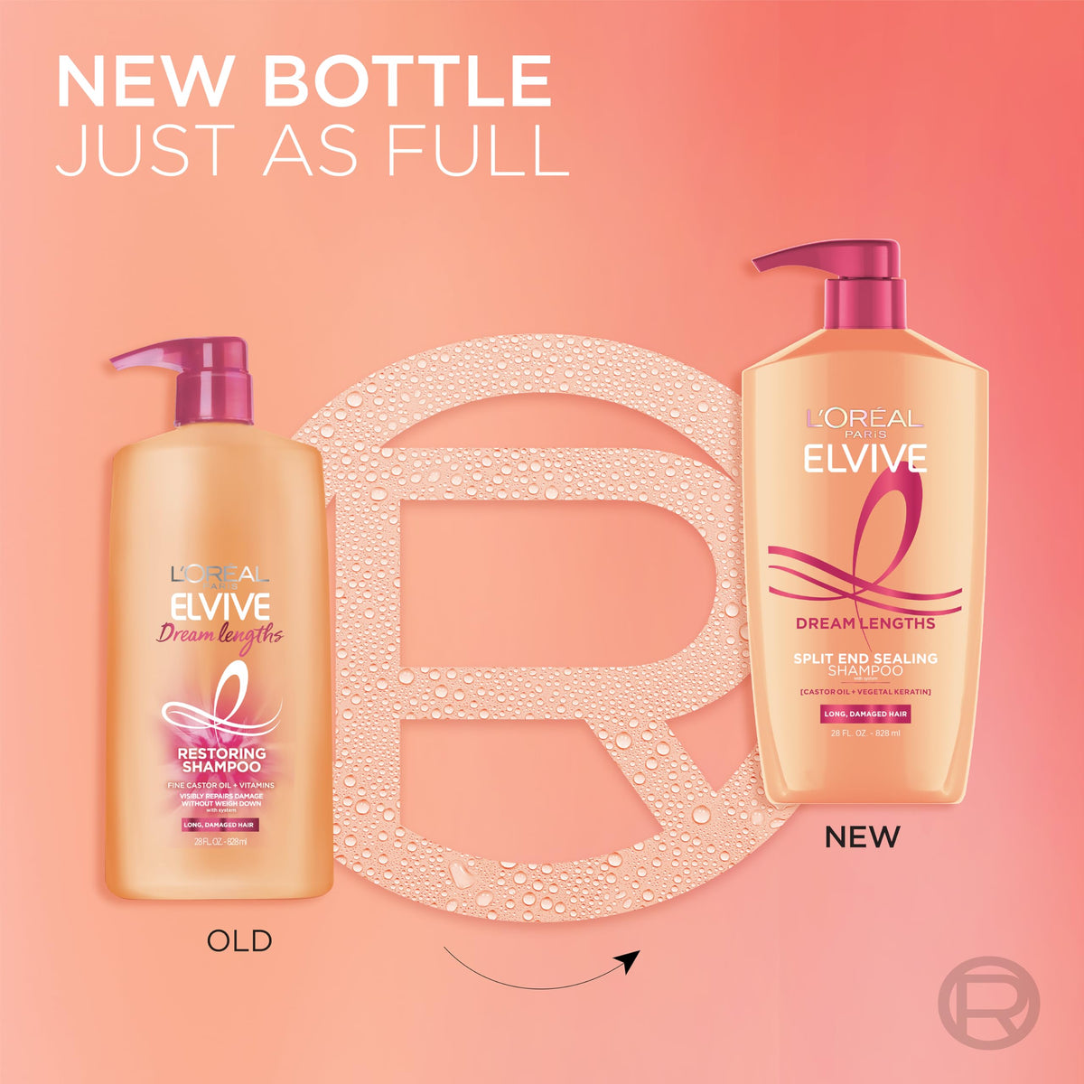 L'Oreal Paris Elvive Dream Lengths Shampoo et Après-Shampooing dans une salle de bain