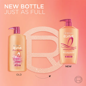 L'Oreal Paris Elvive Dream Lengths Shampoo et Après-Shampooing dans une salle de bain