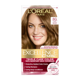 L'Oreal Paris Excellence Crème 6G Châtain Clair Doré avant et après application