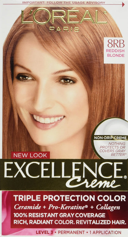 L'Oreal Paris Excellence Crème 8RB Blonde Rouge Moyen avant application