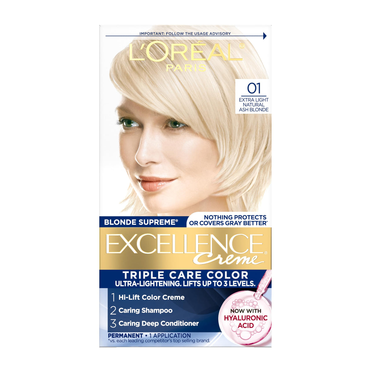 L'Oreal Paris Excellence Crème Teinture Cheveux 01 Blond Cendré Clair - vue avant
