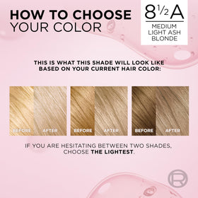 L'Oreal Paris Excellence Crème Teinture Cheveux 8.5A Blonde Cendrée avant et après