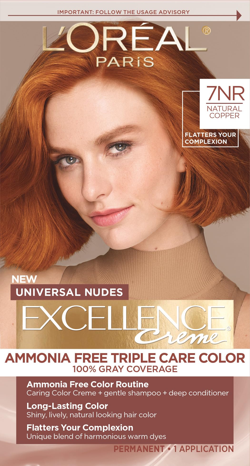 L'Oreal Paris Excellence Universal Nudes 7NR Cuivre kit de coloration