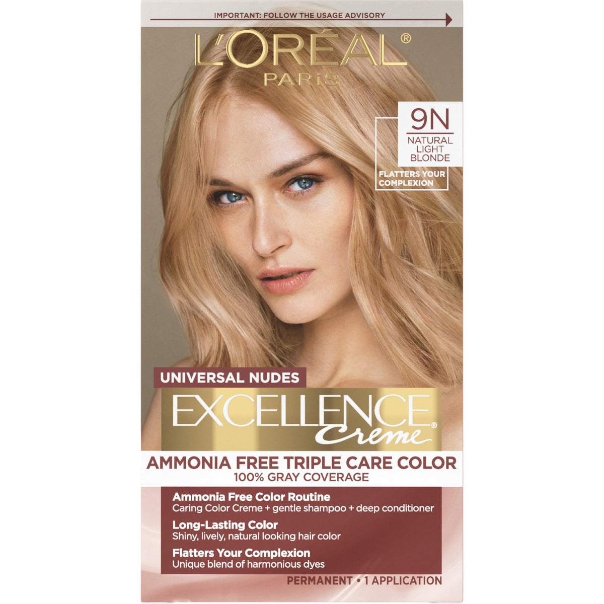 L'Oreal Paris Excellence Universal Nudes coloration cheveux 9N blonde kit complet