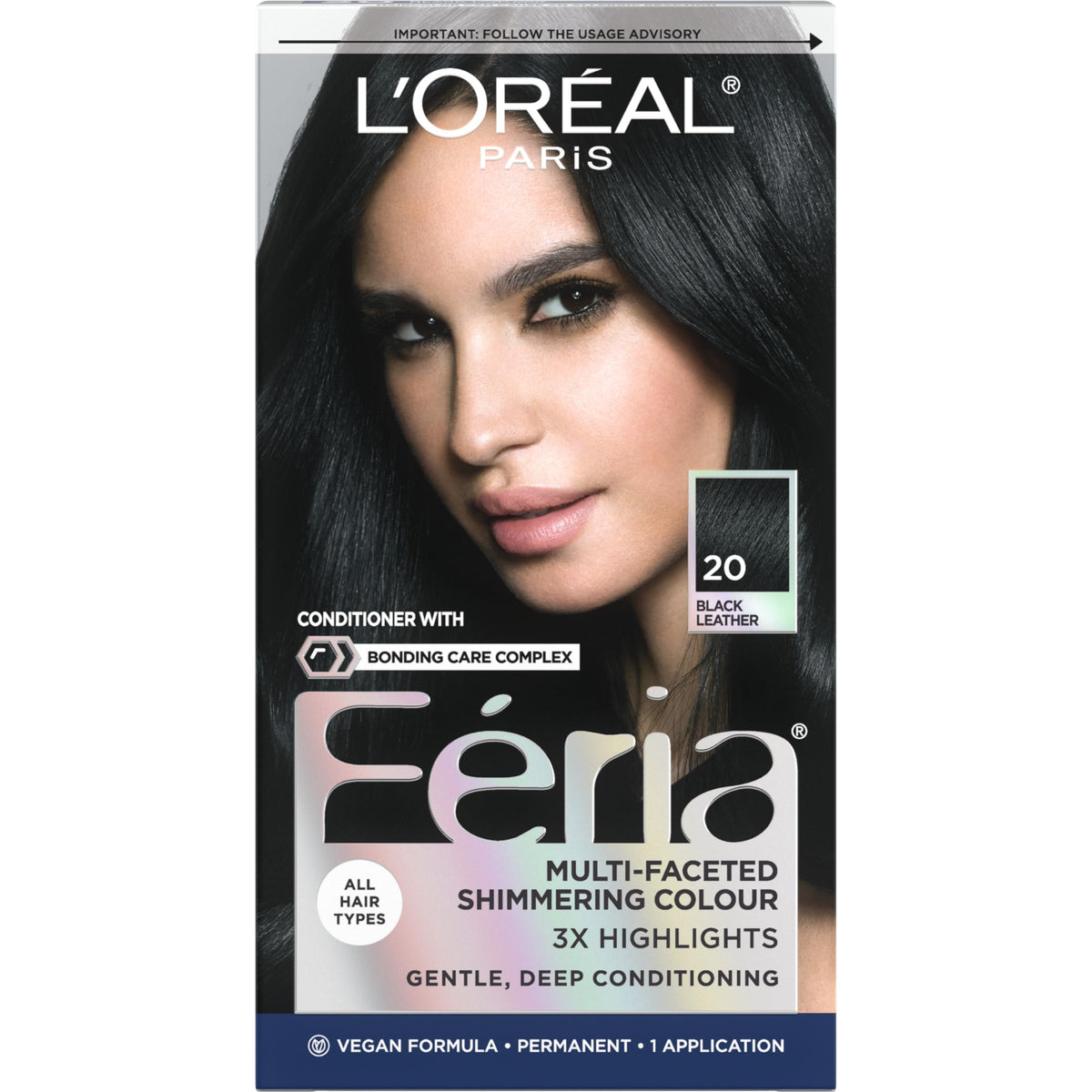 L'Oreal Paris Feria Coloration Permanente 20 Cuir Noir boîte avant